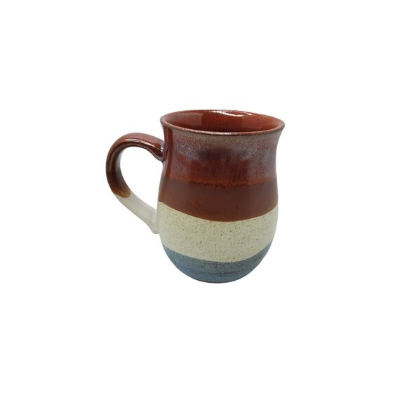 Vintage Handcrafted Ceramic Mug With Bird Design - Rustic Red & Blue Tones - Uni - Picture 4 of 5